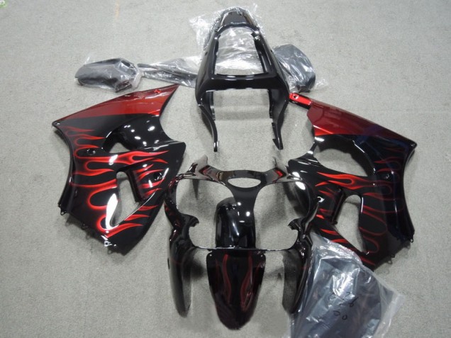00-02 Black Red Flame ZX6R Motorcycle Fairing