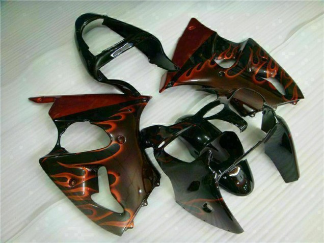 00-02 Black Red Flame ZX6R Motorcycle Fairings 00-02 Black Red Flame ZX6R Motorcycle Fairings