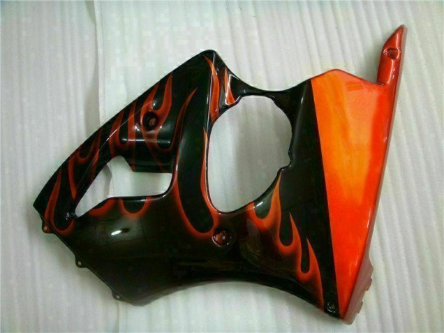 00-02 Black Red Flame ZX6R Motorcycle Fairings 00-02 Black Red Flame ZX6R Motorcycle Fairings