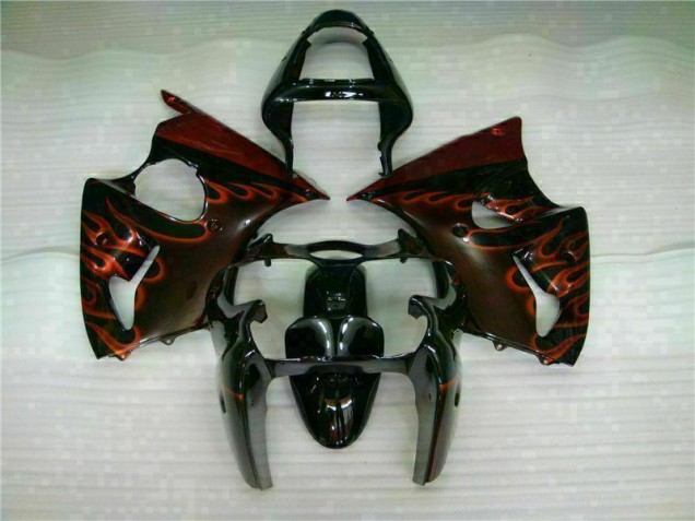00-02 Black Red Flame ZX6R Motorcycle Fairings 00-02 Black Red Flame ZX6R Motorcycle Fairings