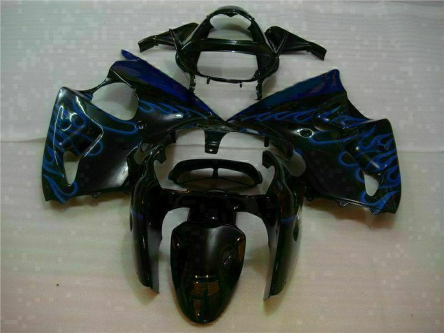 00-02 Black with Blue Flame ZX6R Motorcycle Fairings 00-02 Black with Blue Flame ZX6R Motorcycle Fairings
