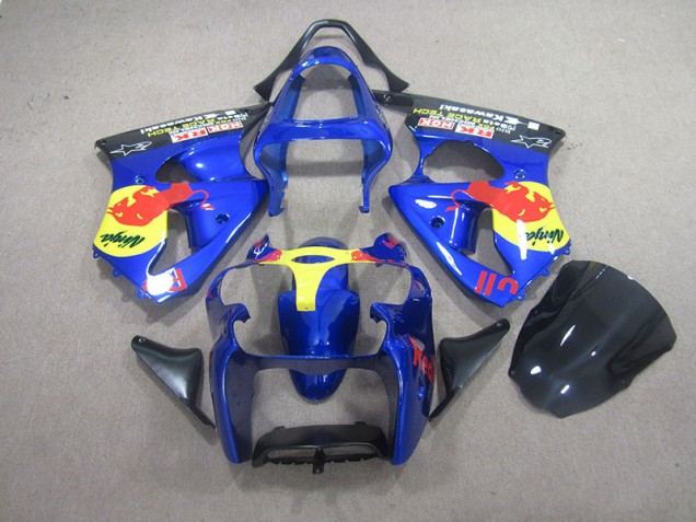 00-02 Blue Red Bull Ninja ZX6R Motorcycle Fairings 00-02 Blue Red Bull Ninja ZX6R Motorcycle Fairings