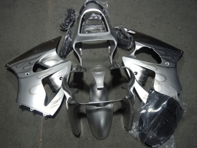 00-02 Silver Flame ZX6R Motorcycle Fairings 00-02 Silver Flame ZX6R Motorcycle Fairings