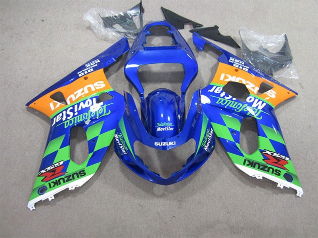 01-03 Blue Green Telefumia Movistar GSXR 600 Motorcycle Fairings 01-03 Blue Green Telefumia Movistar GSXR 600 Motorcycle Fairings