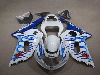 01-03 White Blue Flame GSXR 750 Motorcycle Fairings