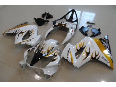 02-13 White Gold Flame VFR800 Motorcycle Fairings