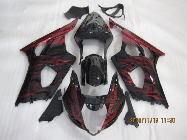 03-04 Black Red Flame GSXR 1000 Motorcycle Fairings