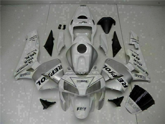03-04 White Repsol CBR600RR Motorcycle Fairing 03-04 White Repsol CBR600RR Motorcycle Fairing