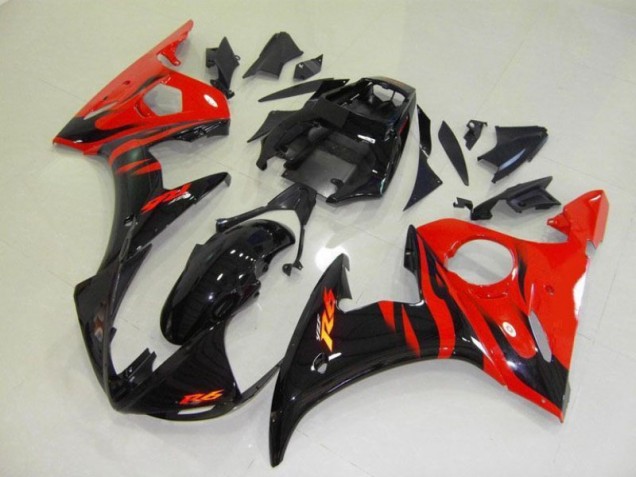 03-05 Black Red Flame YZF R6 Motorcycle Fairing 03-05 Black Red Flame YZF R6 Motorcycle Fairing