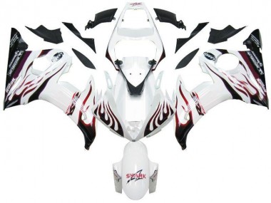 03-05 White Black Red Flame YZF R6 Motorcycle Fairings