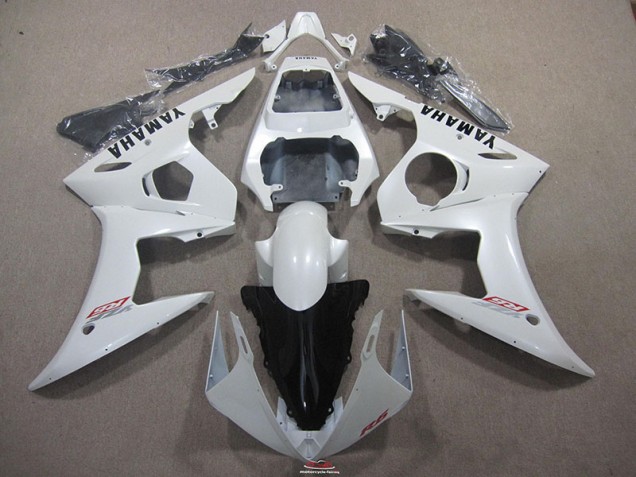 03-05 White with Black Decal YZF R6 Motorcycle Fairings 03-05 White with Black Decal YZF R6 Motorcycle Fairings