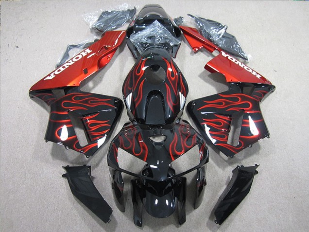 05-06 Black Red Flame CBR600RR Motorcycle Fairings