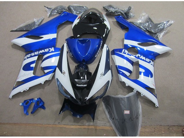 05-06 Blue White ZX6R Motorcycle Fairings 05-06 Blue White ZX6R Motorcycle Fairings