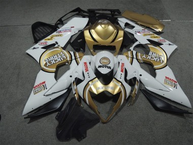 05-06 White Gold Lucky Strike Motul GSXR 1000 Motorcycle Fairings