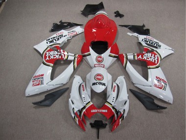 05-06 White Lucky Strike Red Motul GSXR 1000 Motorcycle Fairings