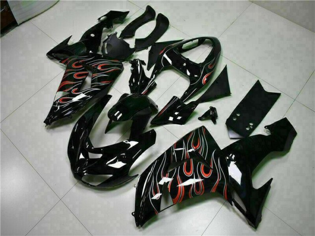 06-07 Black Red Flame ZX10R Motorcycle Fairing 06-07 Black Red Flame ZX10R Motorcycle Fairing