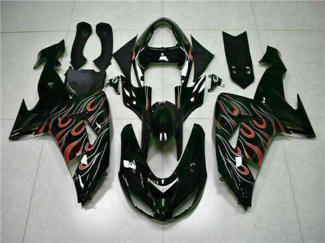 06-07 Black Red Flame ZX10R Motorcycle Fairing 06-07 Black Red Flame ZX10R Motorcycle Fairing