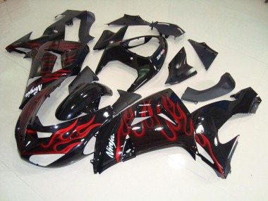 06-07 Black Red Flame ZX10R Motorcycle Fairings