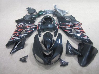 06-07 Black White Red Flame ZX10R Motorcycle Fairings