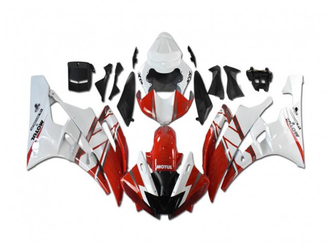 06-07 Red White YZF R6 Aftermarket Motorcycle Fairing 06-07 Red White YZF R6 Aftermarket Motorcycle Fairing