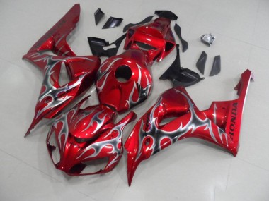 06-07 Red with Black Grey Flame CBR1000RR Motorcycle Fairings