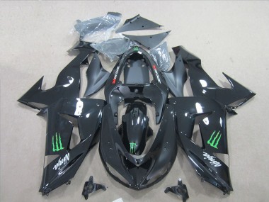07-08 Black Ninja Green Monster ZX6R Motorcycle Fairings