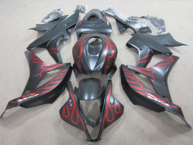07-08 Black with Red Flame CBR600RR Motorcycle Fairings 07-08 Black with Red Flame CBR600RR Motorcycle Fairings