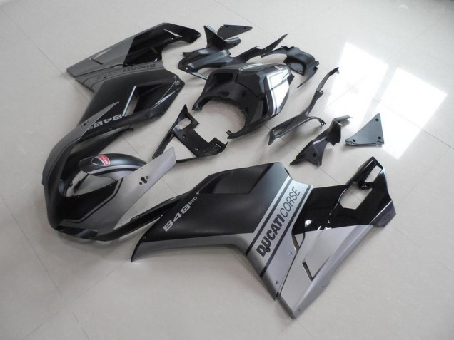 07-14 Matte Black Silver OEM Style Ducati 848 1098 1198 Motorcycle Fairings 07-14 Matte Black Silver OEM Style Ducati 848 1098 1198 Motorcycle Fairings