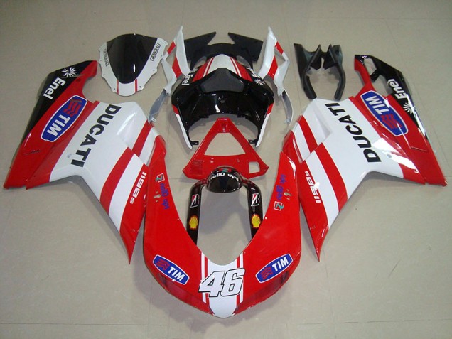 07-14 Red White Tim 46 Ducati 1098 Motorcycle Fairings