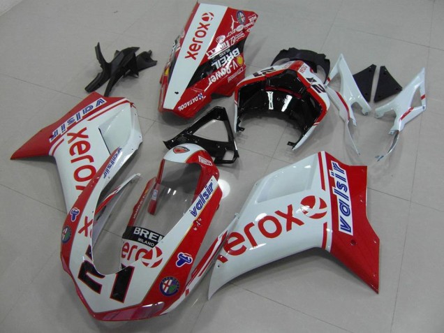 07-14 White Red Xerox Ducati 848 1098 1198 Motorcycle Fairing
