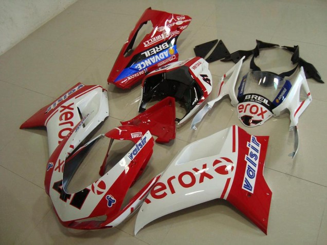 07-14 White Red Xerox Ducati 848 1098 1198 Motorcycle Fairings 07-14 White Red Xerox Ducati 848 1098 1198 Motorcycle Fairings