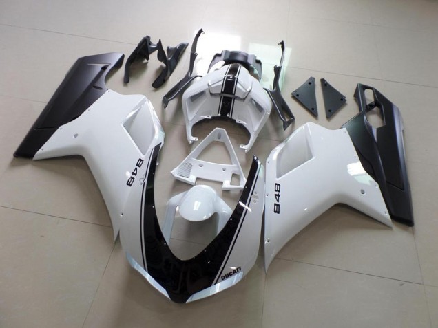07-14 White and Black Stripe Ducati 848 1098 1198 Motorcycle Fairings