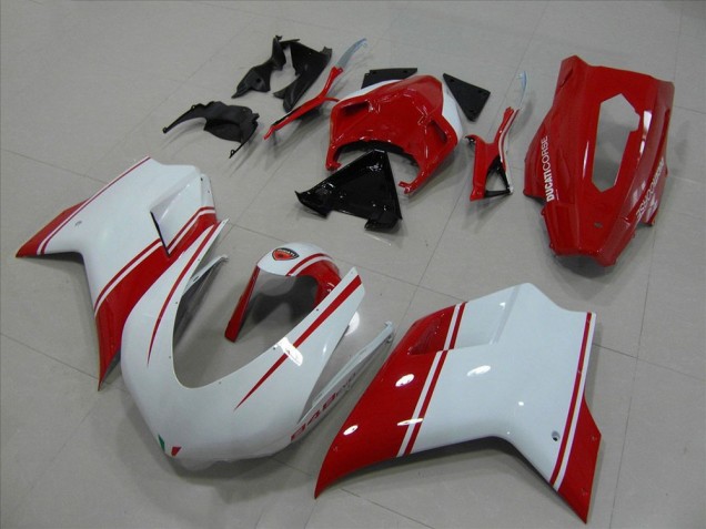 07-14 White and Red Racing Version Ducati 848 1098 1198 Motorcycle Fairings 07-14 White and Red Racing Version Ducati 848 1098 1198 Motorcycle Fairings