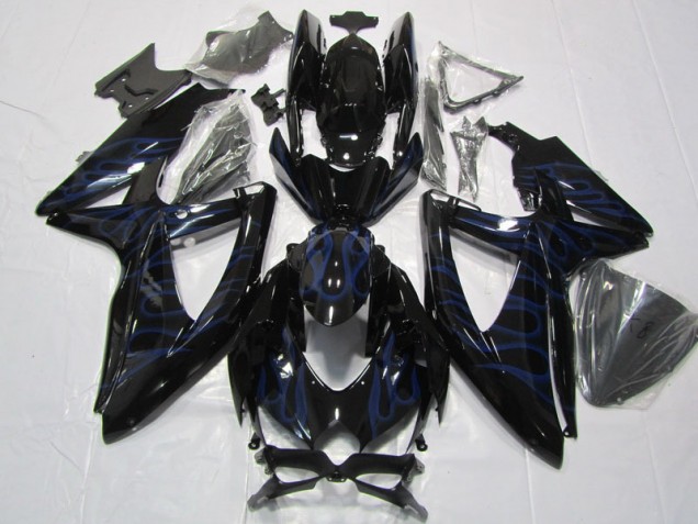 08-10 Black Blue Flame GSXR 600 Motorcycle Fairings 08-10 Black Blue Flame GSXR 600 Motorcycle Fairings