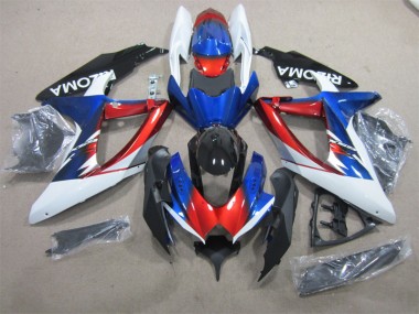 08-10 Blue Red White GSXR 600 Motorcycle Fairings