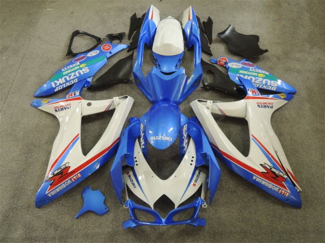 08-10 Blue White with Decals GSXR 600 Motorcycle Fairings 08-10 Blue White with Decals GSXR 600 Motorcycle Fairings