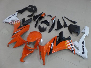 08-10 Orange and White ZX10R Motorcycle Fairings