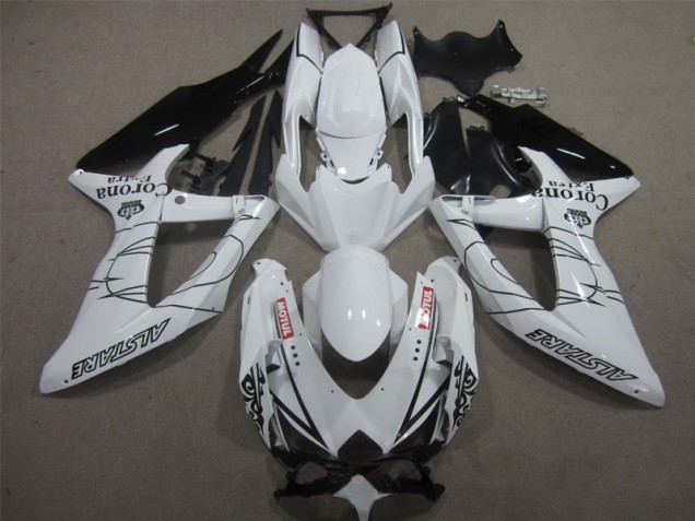 08-10 White Black Corona Extra Motul GSXR 600 Motorcycle Fairings 08-10 White Black Corona Extra Motul GSXR 600 Motorcycle Fairings