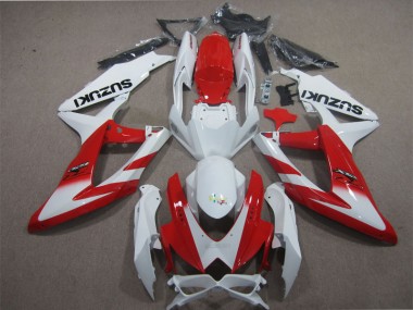 08-10 White Red GSXR 600 Motorcycle Fairings