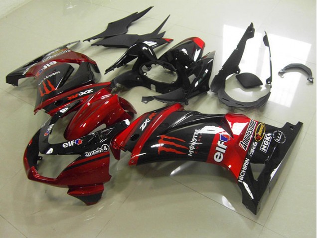 08-12 Black Red Monster ZX250R Motorcycle Fairing 08-12 Black Red Monster ZX250R Motorcycle Fairing