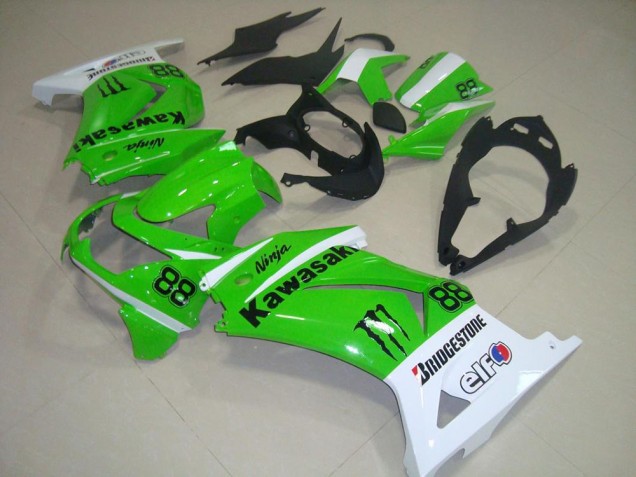 08-12 Green and White ZX250R Motorcycle Fairings