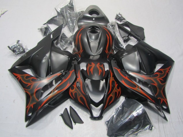 09-12 Black Orange Flame CBR600RR Motorcycle Fairings
