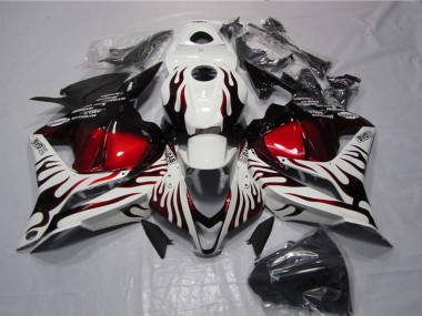 09-12 White Black Red Flame CBR600RR Motorcycle Fairings
