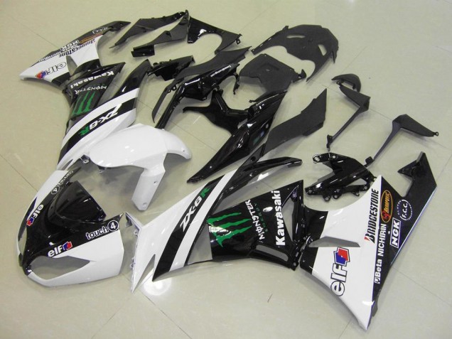 09-12 White Monster ZX6R Motorcycle Fairings 09-12 White Monster ZX6R Motorcycle Fairings