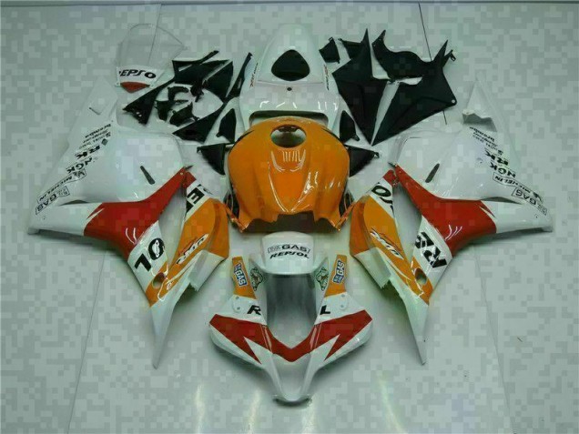 09-12 White Orange Repsol CBR600RR Motorcycle Fairings