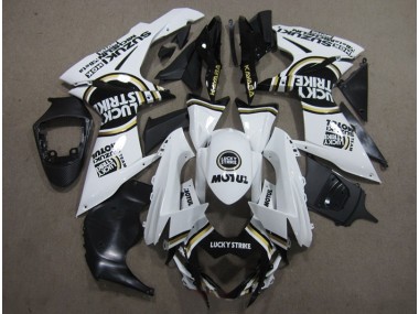 11-21 White Lucky Strike Black Motul GSXR 600 Motorcycle Fairings