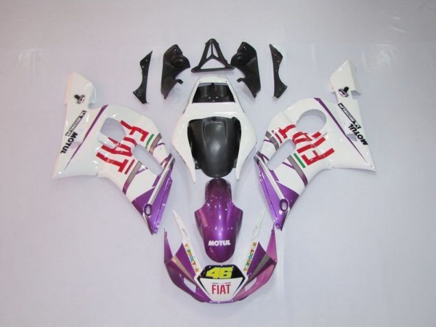 98-02 White Purple Fiat 46 YZF R6 Motorcycle Fairings 98-02 White Purple Fiat 46 YZF R6 Motorcycle Fairings